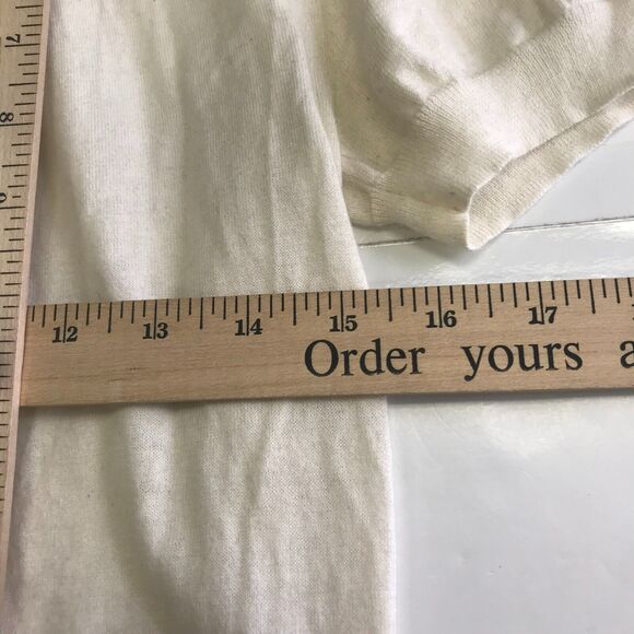 Banana Republic Sweater Womens Small Ivory Cotton Angora Cashmere Short Sleeve - Picture 9 of 10